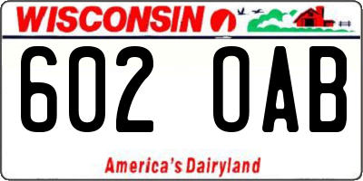 WI license plate 602OAB