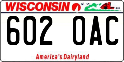 WI license plate 602OAC