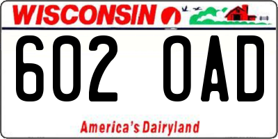 WI license plate 602OAD