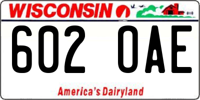 WI license plate 602OAE
