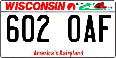 WI license plate 602OAF