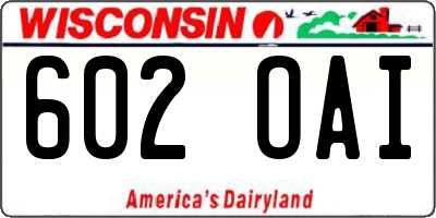 WI license plate 602OAI