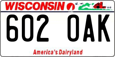 WI license plate 602OAK