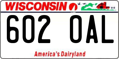 WI license plate 602OAL