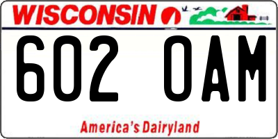 WI license plate 602OAM