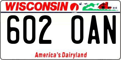 WI license plate 602OAN