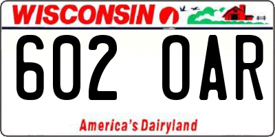 WI license plate 602OAR