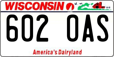 WI license plate 602OAS