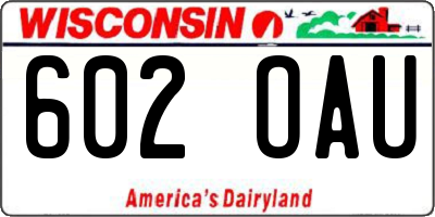 WI license plate 602OAU