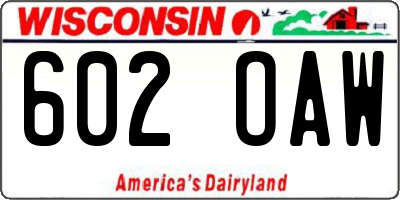 WI license plate 602OAW