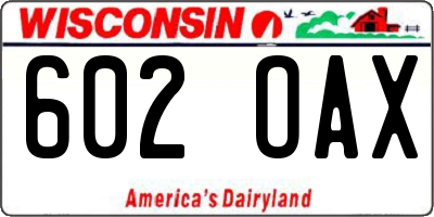 WI license plate 602OAX