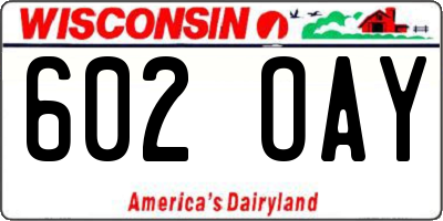 WI license plate 602OAY