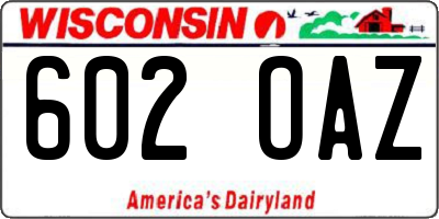 WI license plate 602OAZ