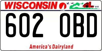 WI license plate 602OBD