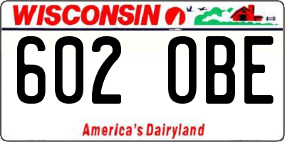 WI license plate 602OBE