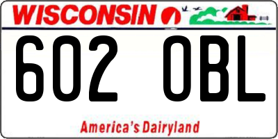 WI license plate 602OBL