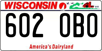 WI license plate 602OBO