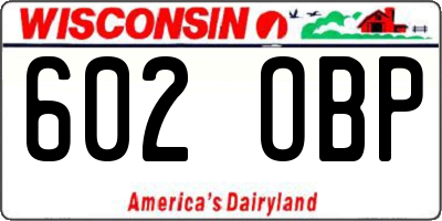 WI license plate 602OBP