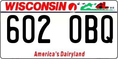 WI license plate 602OBQ