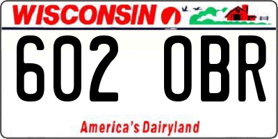 WI license plate 602OBR