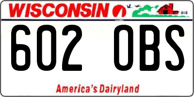 WI license plate 602OBS