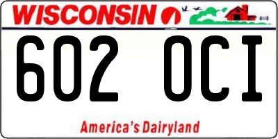 WI license plate 602OCI