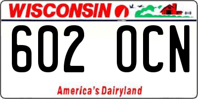 WI license plate 602OCN