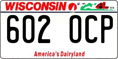 WI license plate 602OCP
