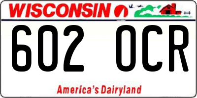 WI license plate 602OCR
