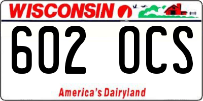 WI license plate 602OCS