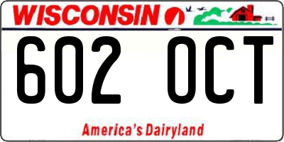 WI license plate 602OCT