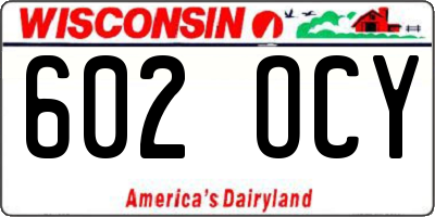 WI license plate 602OCY