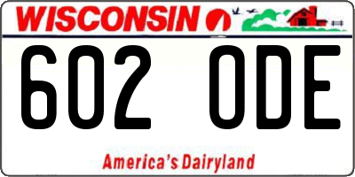 WI license plate 602ODE