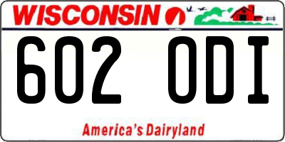 WI license plate 602ODI