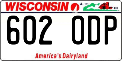 WI license plate 602ODP