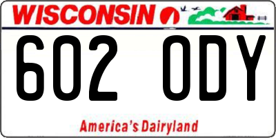 WI license plate 602ODY