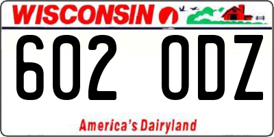 WI license plate 602ODZ