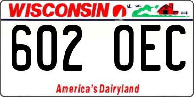 WI license plate 602OEC