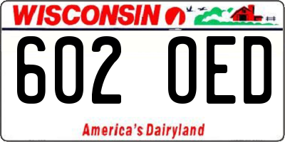 WI license plate 602OED