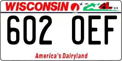 WI license plate 602OEF