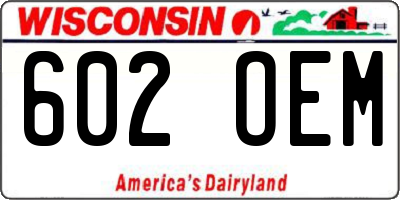 WI license plate 602OEM