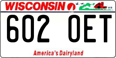 WI license plate 602OET