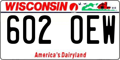 WI license plate 602OEW