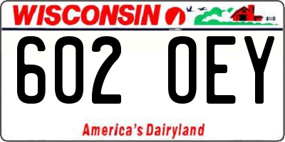 WI license plate 602OEY