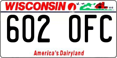 WI license plate 602OFC
