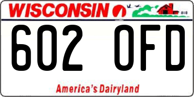WI license plate 602OFD