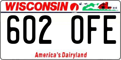 WI license plate 602OFE