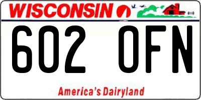 WI license plate 602OFN