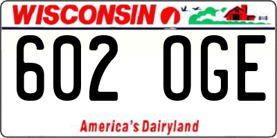 WI license plate 602OGE