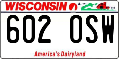 WI license plate 602OSW